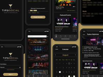 Tipsi Social - The Key to Your Nightlife mobile app design nightlife app personal project uiux ux design ux research