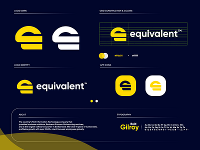 equivalent design gradient letter logo logo design logodesign modern startup technology