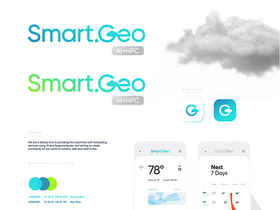 Smart.Geo logo cloud design forecast forecasting gradient logo logo design modern startup technology weather