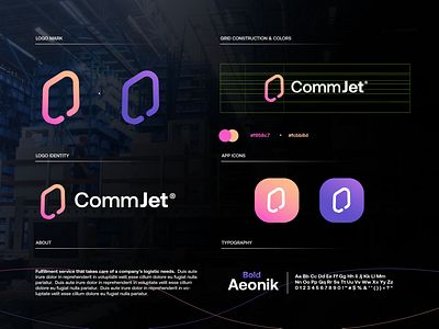 CommJet branding design gradient logo logo design logodesign modern startup technology