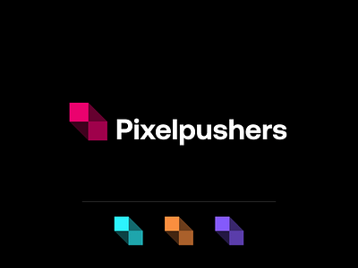 Pixelpushers blue design gradient logo logo design logodesign modern orange pixel purple push technology