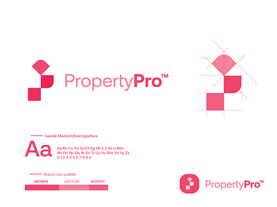 PropertyPro logo logo design property real estate red