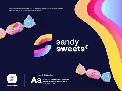 sandysweets candy gradient logo logo design sweets