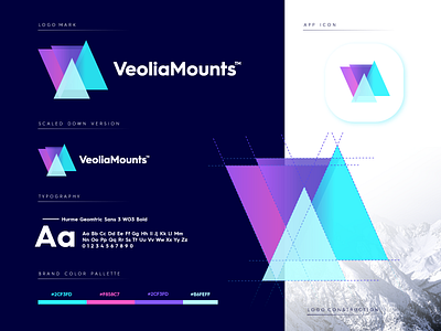 VeoliaMounts blue gradient logo logo design mountains purple