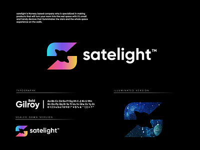 satelight™️ gradient letter logo logo design planet space technology