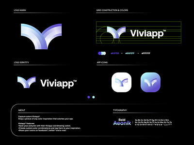 vivapp blue design gradient letter logo logo design logodesign modern purple startup technology