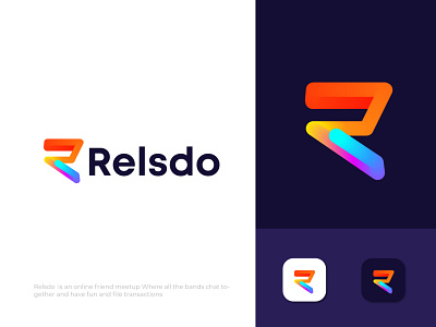 Relsdo Modern R letter logo abstract app design arrow brand identity branding creative letter logo agency logo designer logos logotype marketing modern logo modern logo design multiply online overlapping overlay r letter logo typography