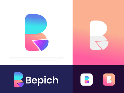 Modern B letter logo Design for Bepich a b c d e f g h i j k l m abstract app icon brand identity branding colorful creative flat graphic design logo agency logo design logo designer logos modernism n o p q r s t u v w x y z negative pattern popular technology vectors