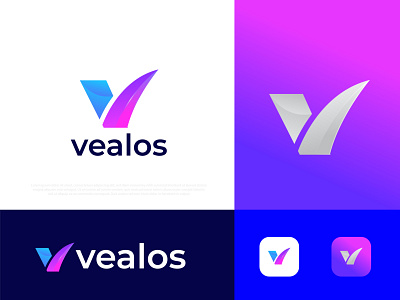 Modern V letter logo vealos