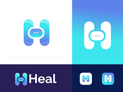 Modern H letter logo for Heal abstract brand identity brand identity design branding bubble icon symbol business chat mark gradient h h logo illustration logo logo design logo designer logos logotype massaging logo modern logo technology typography