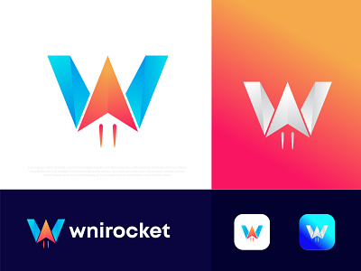 Modern W letter logo design wnirocket abstract app icon brand identity branding colorful creative gradient logo agency logo design logo designer logos logotype modernism n o p q r s t u v w x y z pattern popular rocket technology typography w letter logo