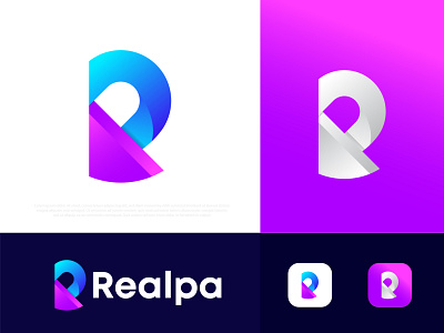 Realpa Modern Logo । R logo । R letter mark abstract app icon best logo designer portfolio brand identity brand identity design branding business corporate gradient illustration logo logo designer logo icon symbol logo mark logotype modern logo r r logo technology typography