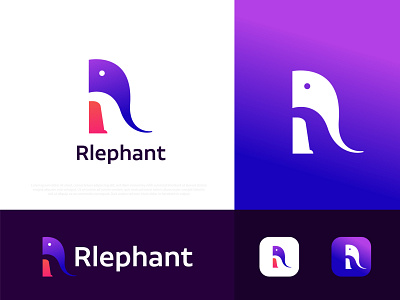 Rlephant modern logo abstract app icon app icon corporate brand identity branding business elephant logo gradient logo logo agency logo design logo designer logo mark logotype modern modern logo r symbol technology typography