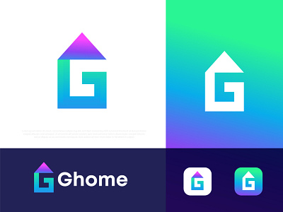 Ghome Modern Logo Design abstract app icon app icon corporate brand identity branding business g g logo gradient home logo house logo logo logo agency logo designer logo mark logotype modern logo symbol technology typography