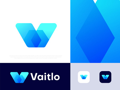 Modern Branding logo design for Vaitlo abstract app icon brand identity brand identity design branding business corporate gradient illustration logo designer logo icon symbol logo mark logos logotype modern logo technology typography v v letter v logo