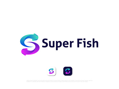 Super Fish logo design for online shop abstract brand identity branding design fish logo illustration logo logo designer logo type logotype s letter s logo typography