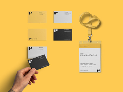 Reponos - Branding on Behance brand branding business cards cloud crypto identity it professional services yellow