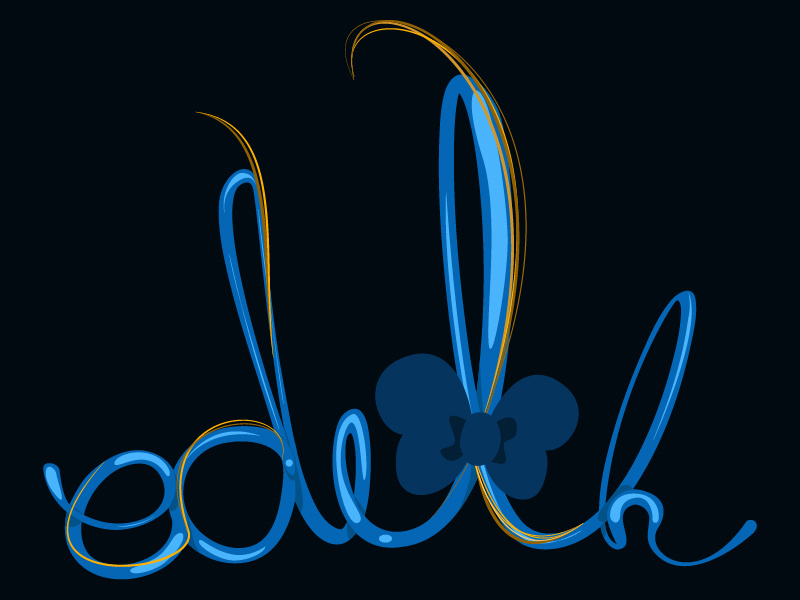 Edith logo blue bow font typo script spline logo edith