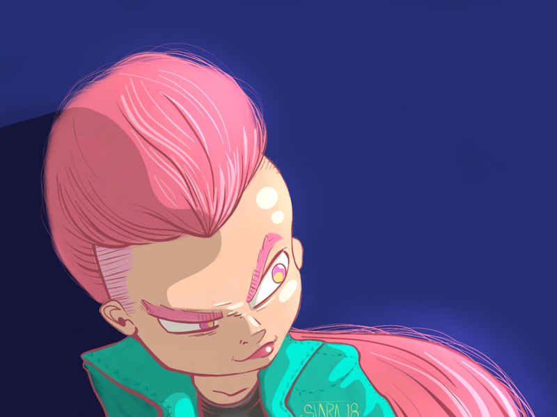 Sophie sketch artwork illustration characterdesign pink girl mohawk
