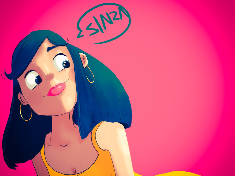 Mariana sexy lips hair mariana colors sketch book dress illustration girl design character