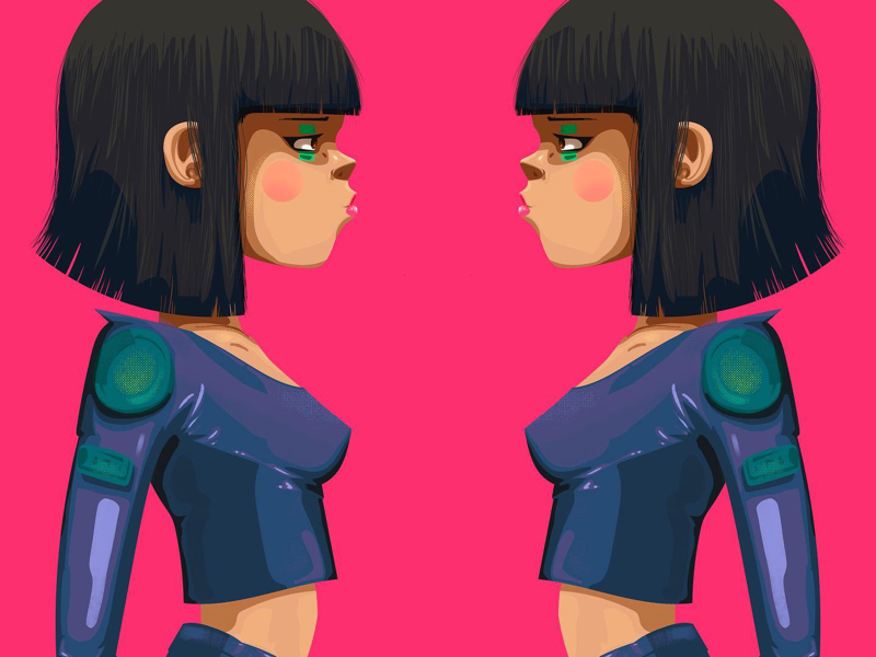 Neon Badass Girl illustrator character vectors pink neon love girl