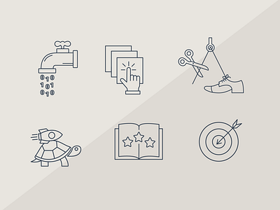 Icons 1-6 based on the 10x Programmer Myths Blog Post
