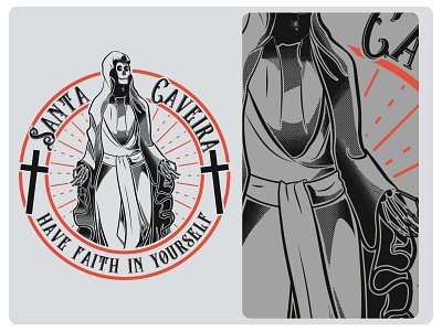 Santa Caveira character cross illustration illustration art mary saint sticker stickers vector vector art vector illustration vectorart