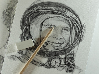 Gagarin art gagarin illustration low poly polygonal portrait sketch