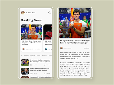 Sports News App news app news app design sports news app sports news app design ui ui news app ui sports news app user interface