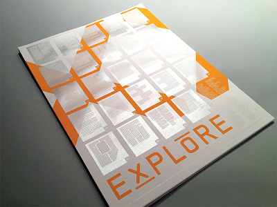 Explore Poster orange poster silkscreen silver typography