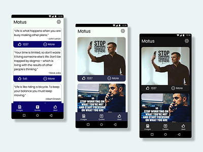 MOTUS- A motivation app app dark mode dark theme design garyvee motivation motivational quotes ui ux