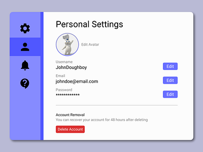 DailyUI #007 - Settings affinity photo dailyui figma settings ui