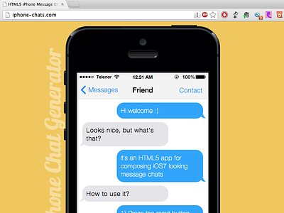 A tiny HTML5 app for creating iPhone chats images app design html5 ios ios7 iphone message style ui web