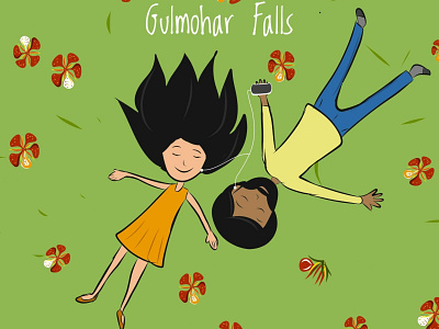 Gulmohar Falls cute illustration digital illustration digital painting illustration sticker