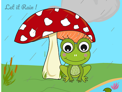 Let it Rain! cute animal cute illustration digital painting illustration sticker