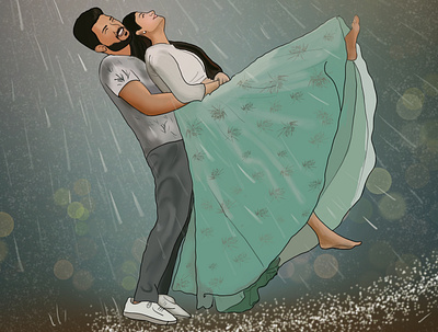 Couple Illustration couple illustration illustration save the date wedding card wedding invitation
