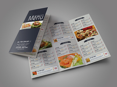 Tri-Fold Food Menu psd restaurant menu design restaurant menu template simple take away template trifold trifold menu