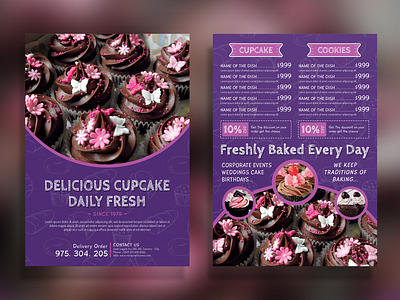 Cupcakes Bakery Menu Flyer