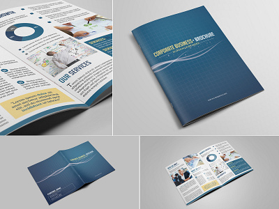 Bi-Fold Corporate Brochure bi fold bifold bifold brochure blue booklet business business brochure clean corporate corporate brochure creative creative brochure editable emy design gray grey marketing marketing brochure minimal minimalist