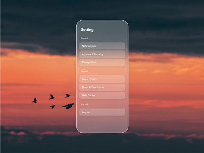 Daily UI #007: Setting app dailyui glassmorphism setting ui xd