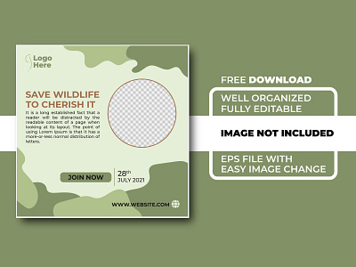 Save Wildlife To Cherish It Social Media Template save wild social media logo template