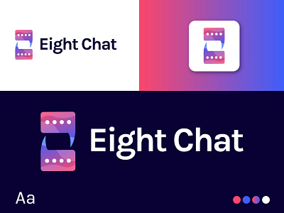 Eight Chat Modern Logo | Business Minimal Vivid Color Logo