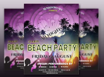 Beach Party Flyer adobe illustrator beach party flyer flyer flyer design illustrator design