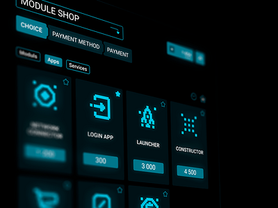 Module Shop app design mobile ui ux vector