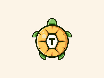 Turtle green logo retro stroke turtle yellow