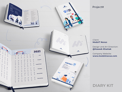 Diary Design 2021 For MedsIT Nexus | Diary Kit branding calendar design clean cover creative design diary diary kit elegant graphic idea illustration innovation medical publication design sustainability