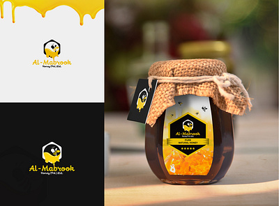 Al-Mabrook Honey badge bee branding character cartoon clean clean simple creative design elegant farm graphic group colony honey bee idea innovation insect animal label logo logo identity organic