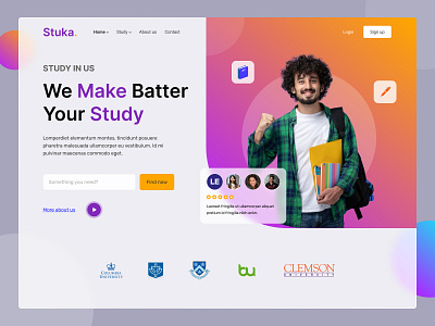 Stuka Learning management system college design dtudent landing page education elearning graphic design inspiration landing page learn eduction website learning learning management system oxfor scholarship student study abroad study in usa studying website trending design ui university