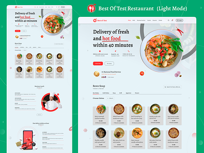 Best of Test Restaurant Website Template Design (Light Mode) bar beanery branding café creative agency diner dining room eatery fast food place foodporn grill hamburger stand homepage hotdog stand. landing page lunch pizzeria restaurant soda fountain trending design