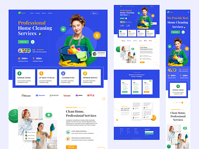 Cleaning Service Website, Proffesional, home, housekeeping cleaner cleaning landing page cleaning service cleaning website design home home cleaning service house cleaning house keeping landin laundry maid mop repairing service wash washing web webdesign website